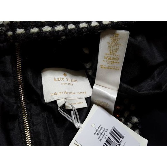 Kate Spade New York Madlyn Beautiful Type Dress Black/Neutral 0 Nwt $478 - Picture 3 of 3